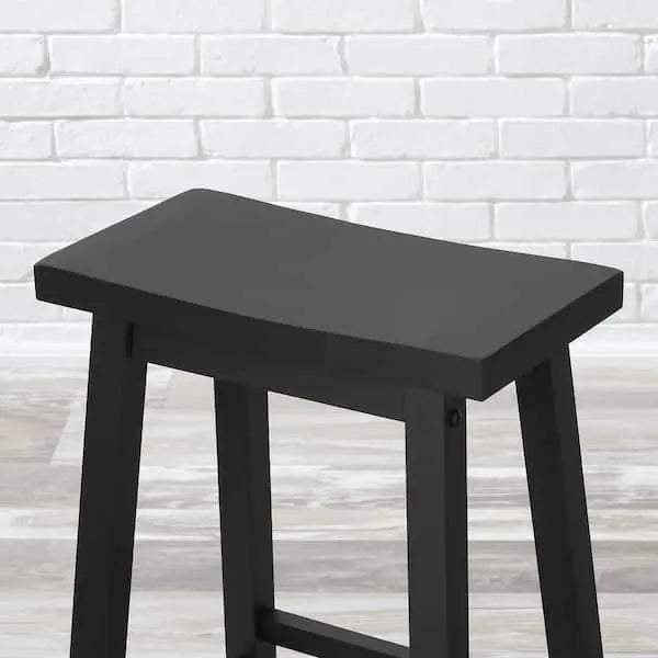 Taburetes de barra tipo montura sin respaldo en madera negro carbón (juego de 2)