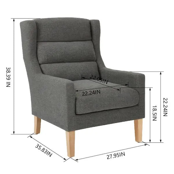 Silla de acento tapizada Latham en gris carbón