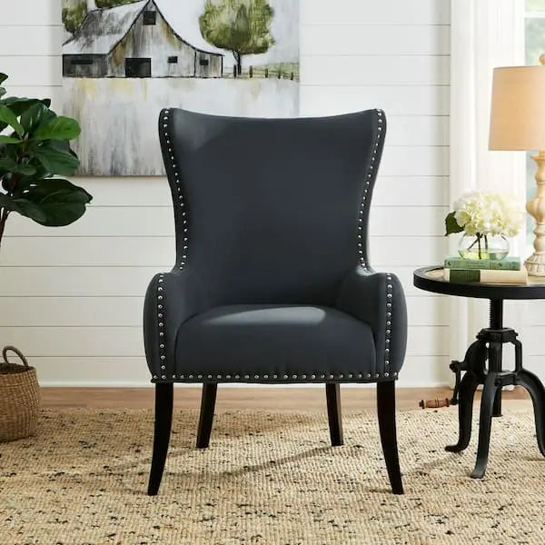 Silla de acento tapizada Maeford en gris carbón