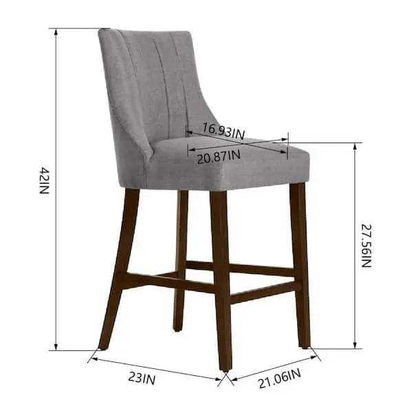 Taburetes de barra tapizados Scotsfield en gris carbón con diseño acolchado de canales (juego de 2)