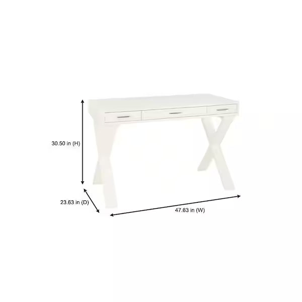 Escritorio rectangular de 122 cm en color marfil con 3 cajones y almacenamiento integrado