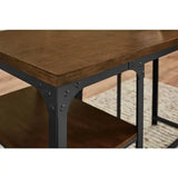 Juego de comedor de 3 piezas de metal negro con tablero de madera en acabado roble Haze