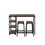 Juego de comedor de 3 piezas de metal negro con tablero de madera en acabado roble Haze
