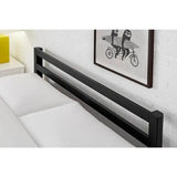 Cama individual Grandon de metal negro tipo plataforma con listones