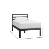Cama individual Grandon de metal negro tipo plataforma con listones