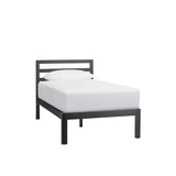 Cama individual Grandon de metal negro tipo plataforma con listones