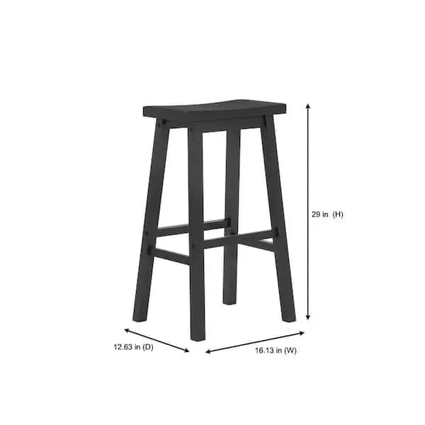 Taburetes de barra tipo montura sin respaldo en madera negro carbón (juego de 2)