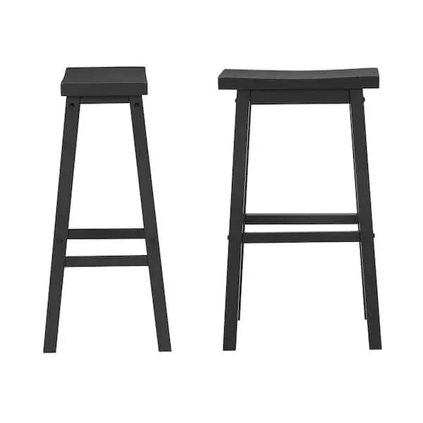 Taburetes de barra tipo montura sin respaldo en madera negro carbón (juego de 2)