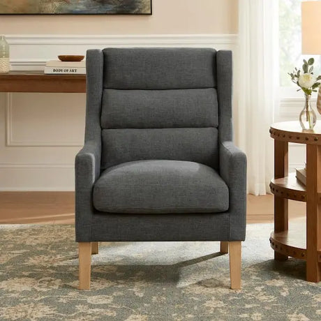 Silla de acento tapizada Latham en gris carbón