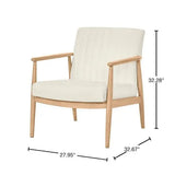 Sillón tapizado en tela color marfil con cojines removibles