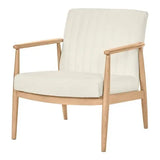 Sillón tapizado en tela color marfil con cojines removibles