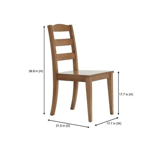 Silla de comedor en acabado roble pátina con respaldo de escalera (juego de 2)