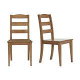 Silla de comedor en acabado roble pátina con respaldo de escalera (juego de 2)